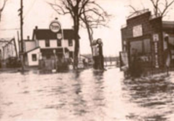 flooded toll house and garage