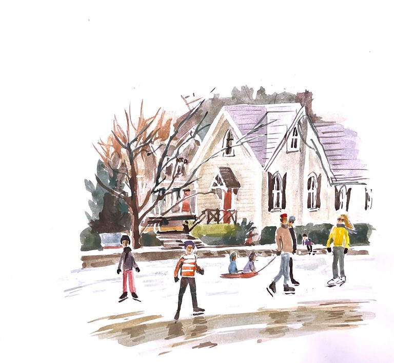 skating on Lake Afton